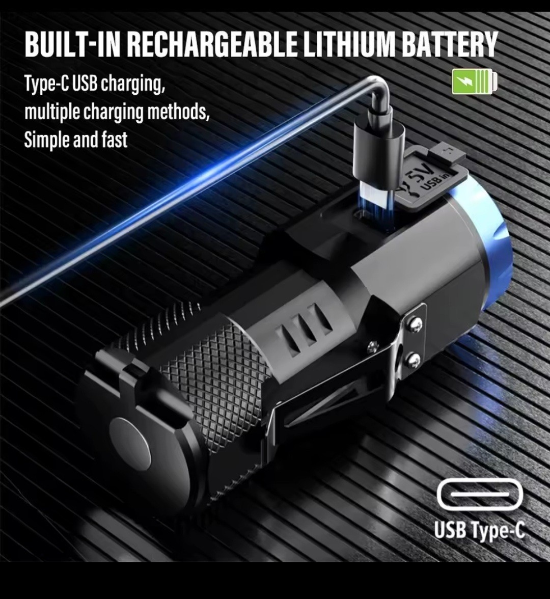Mini LED Flashlight EDC Camping Light + Magnetic Base + Side Lights & Lampshade