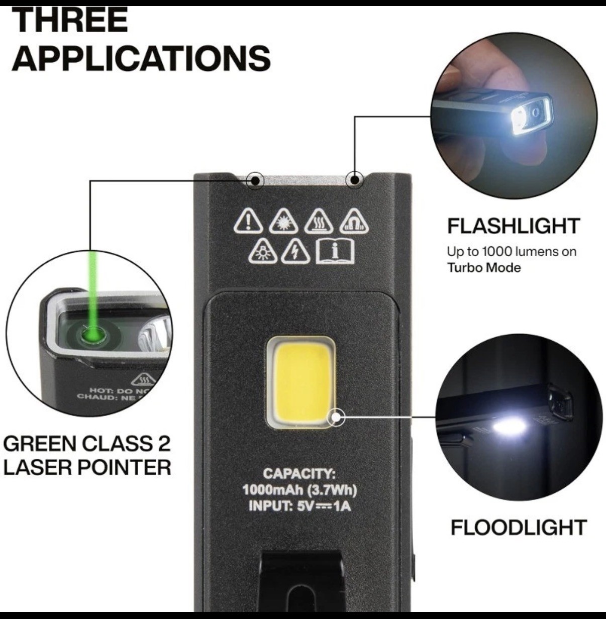 56074 EDC Pocket Flashlight with Green Laser, Three Brightness Modes up to 1000
