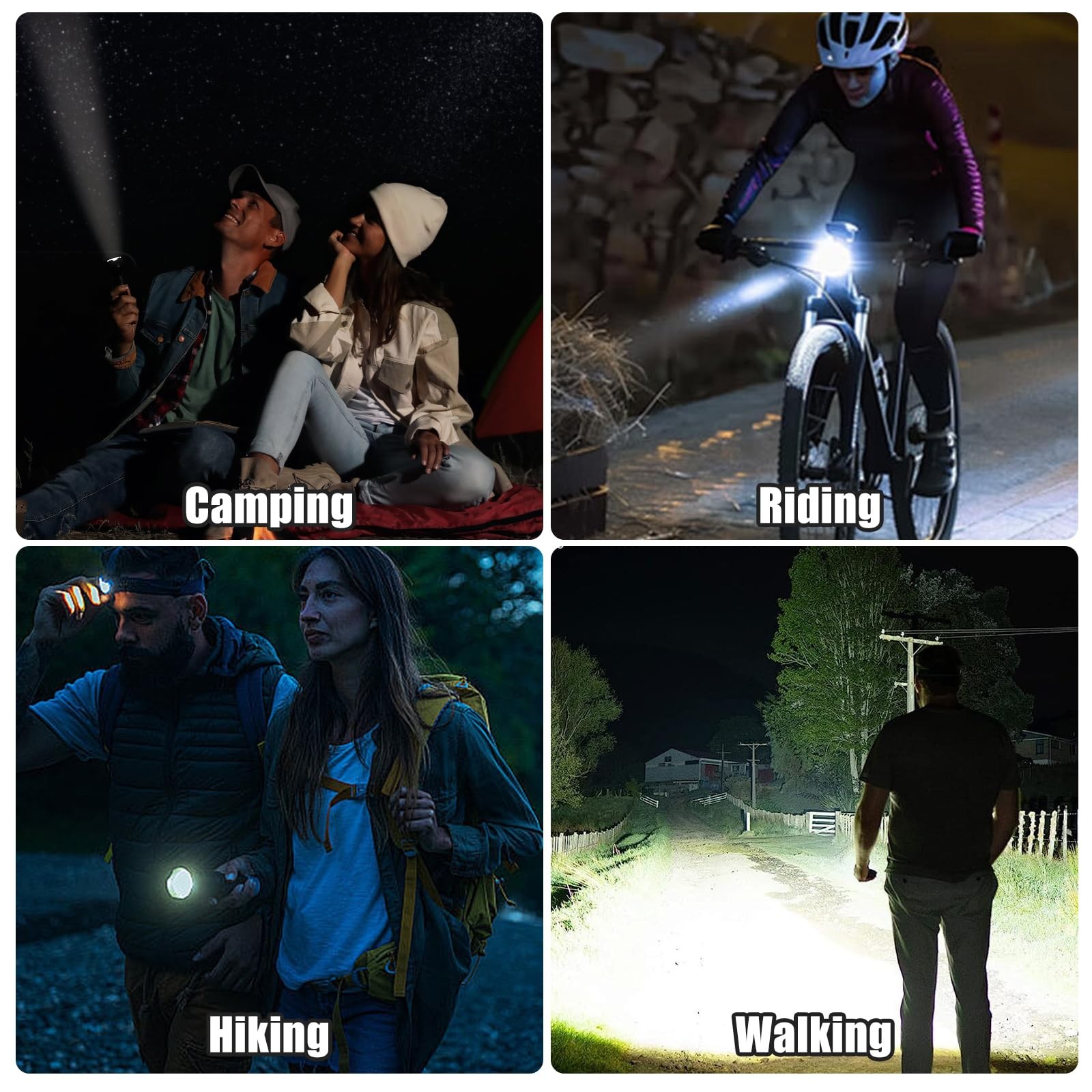 Zoomable LED Flashlight 5 Modes Small Black Camping Emergency Torch Light