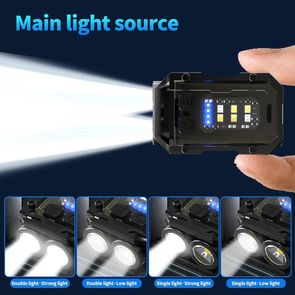 2PCS Rechargeable Mini EDC Keychain Flashlight Compact Pocket COB Portable Light