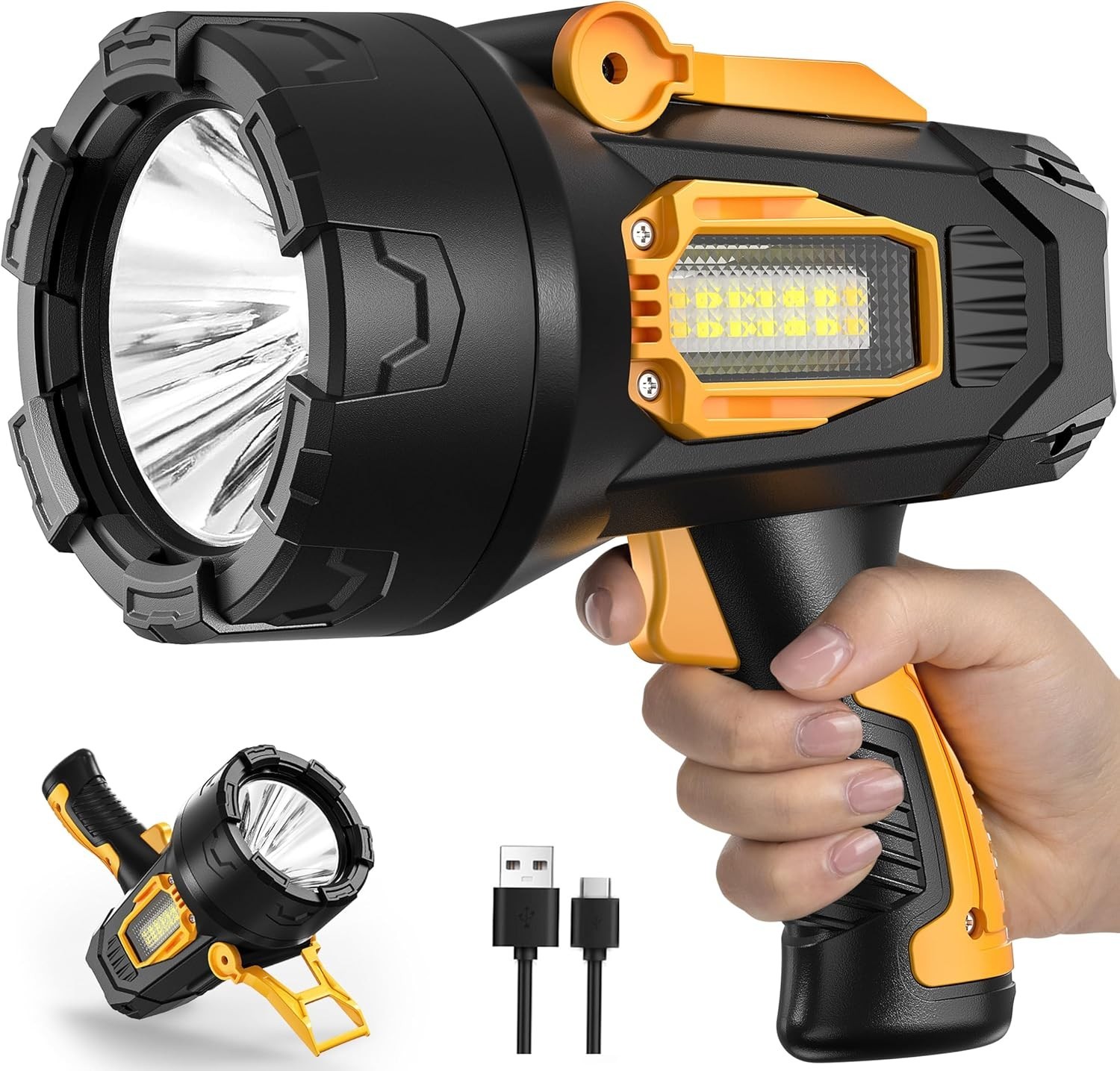 Rechargeable Spotlight 90000 Lumens Super Bright LED Spotlight Flashlight Tripod