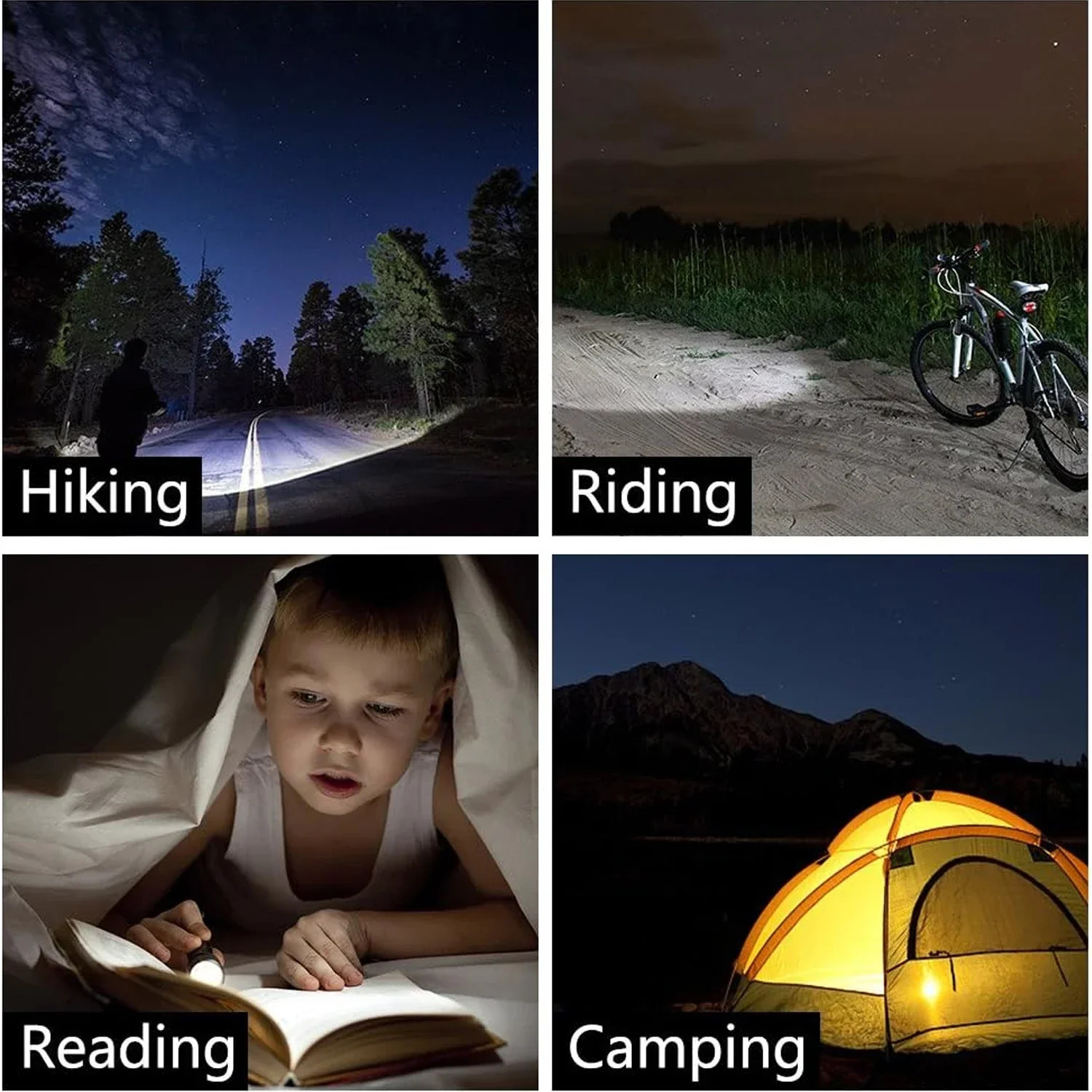 Waterproof Tactical Flashlights Portable LED Camping Lamps 3-Mode Handheld Power