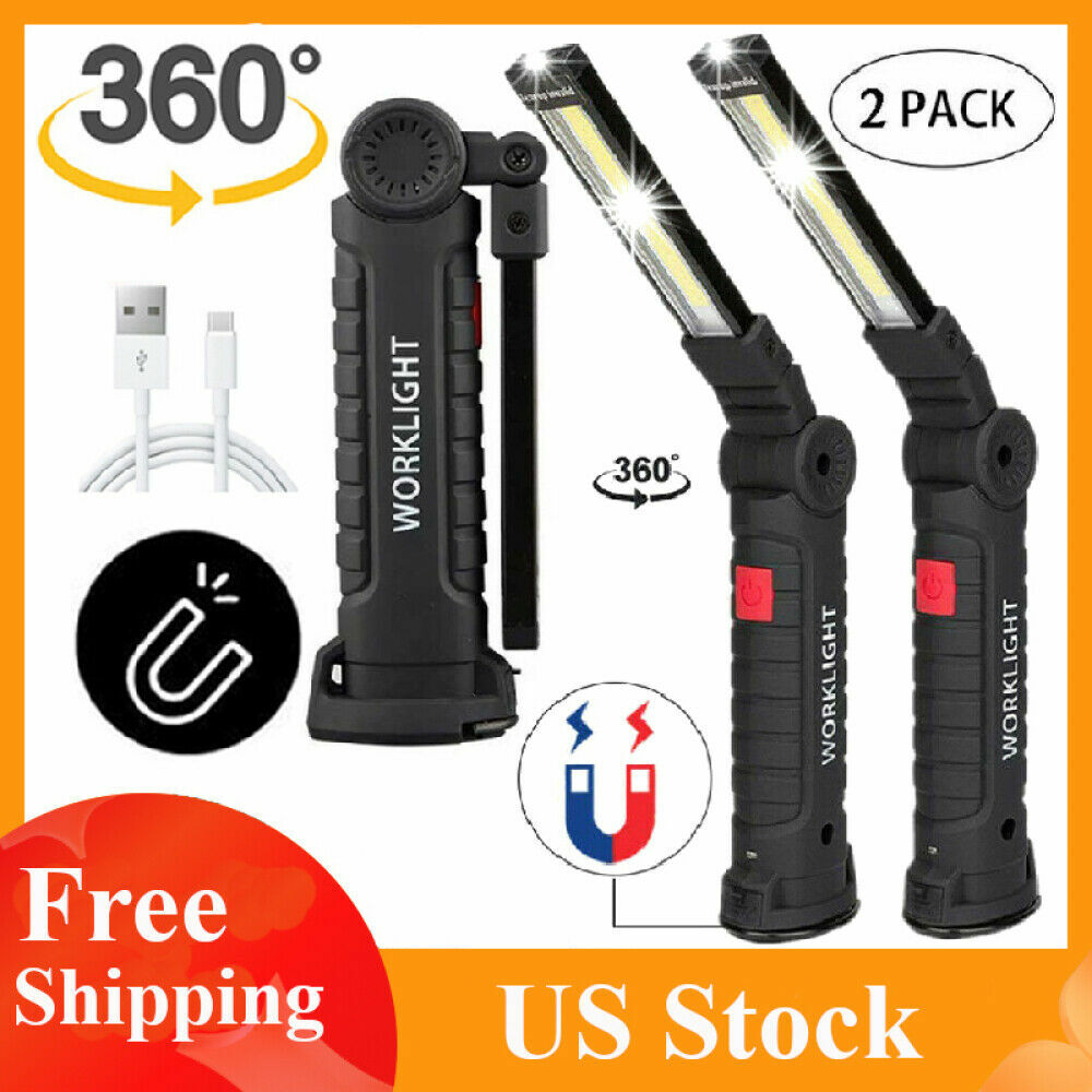 Rechargeable COB LED Slim Work Light Bright Flashlight Magnetic Inspection Lamp