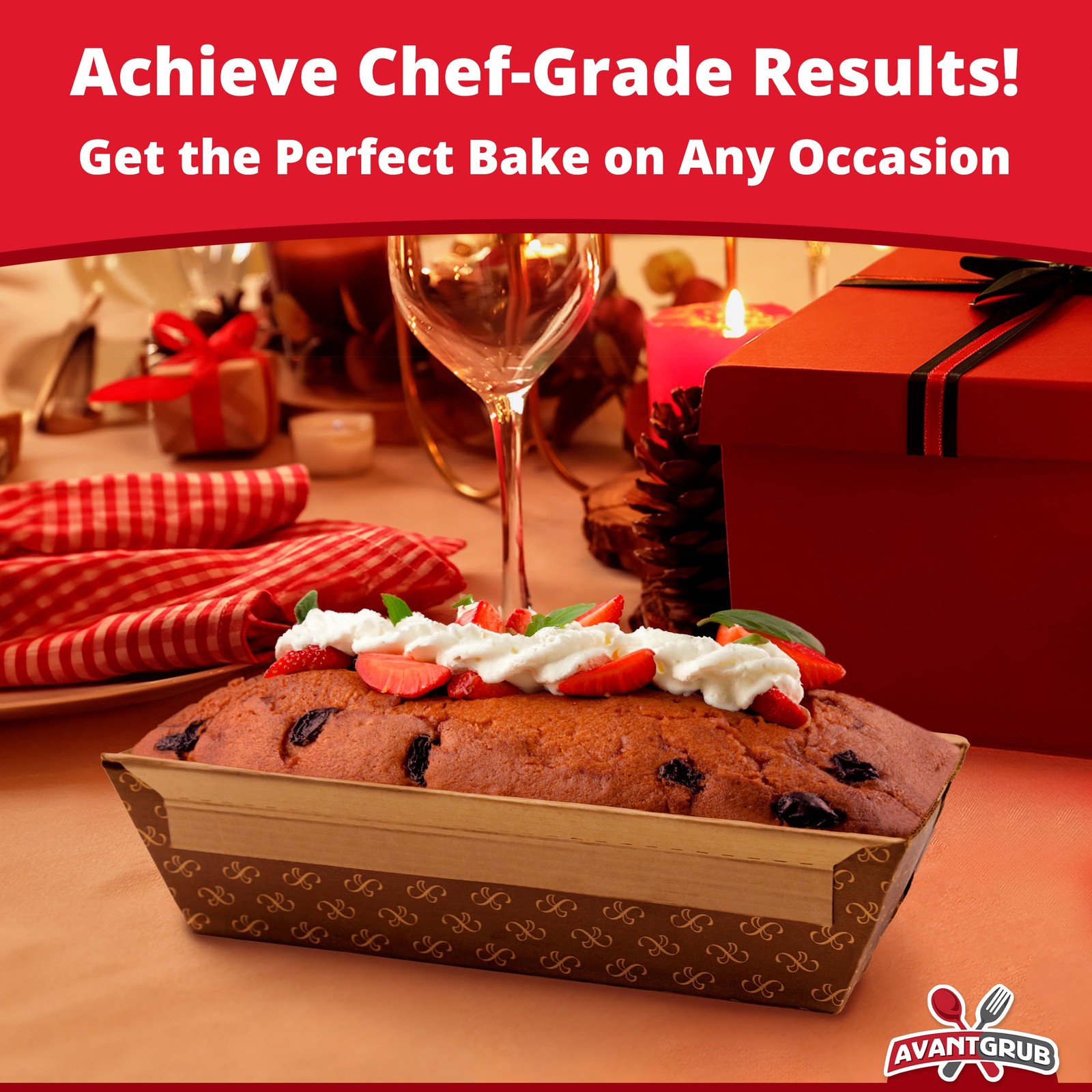 Chef-Grade 1Lb Paper Loaf Pans w/Lids 25 Pk. Elegant 25 Pk, Kraft