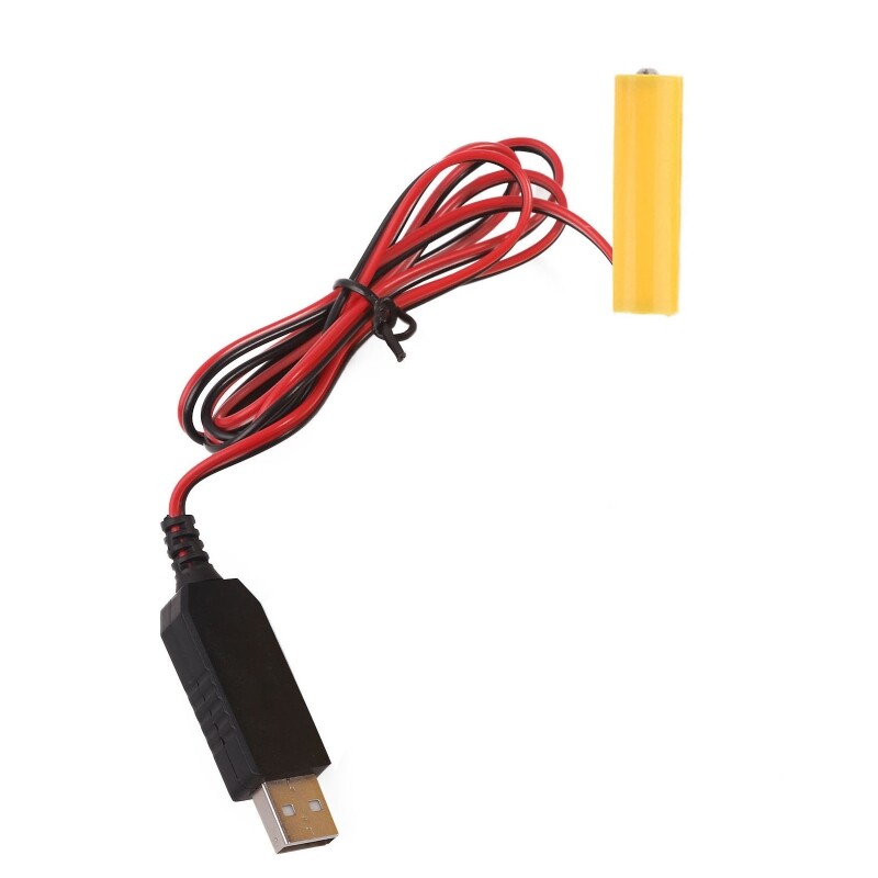 USB Power Supply Cable 5V to 1.5V AA LR6 AM3 Battery for LED Light Clock