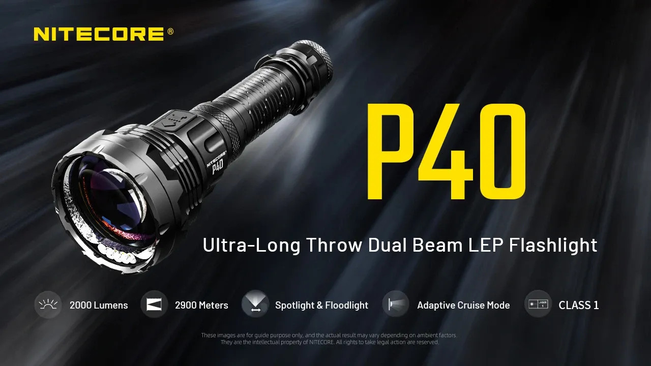 Nitecore P40 Ultra-Long Throw Dual Beam LEP Flashlight 2900 Meter -2000 Lumens w