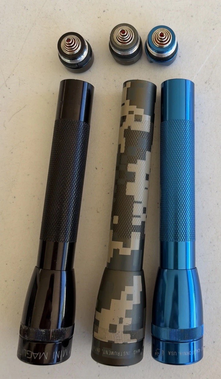 3 MagLite Mini AA Flashlights Compact Water-Resistant Pocket Size Camo BlackBlue