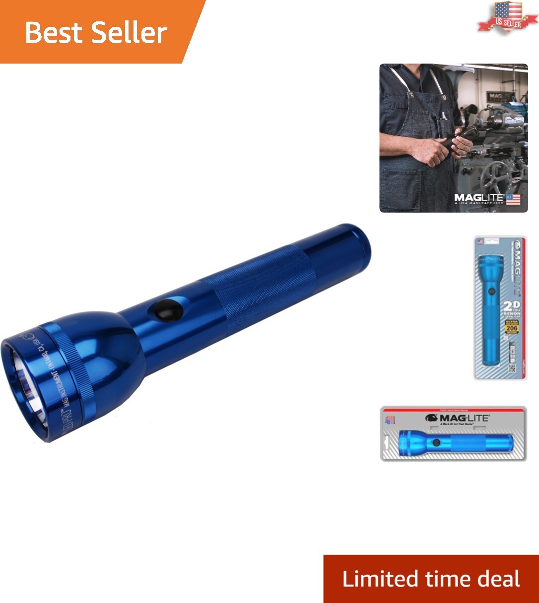 2-Cell D Blue Flashlight: Compact, Heavy-Duty & Perfect for Outdoor Adventures