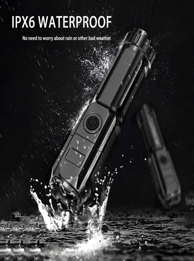 1 Powerful LIGHT EMITTING DIODE Flashlight Rechargeable USB Waterproof Torch – N