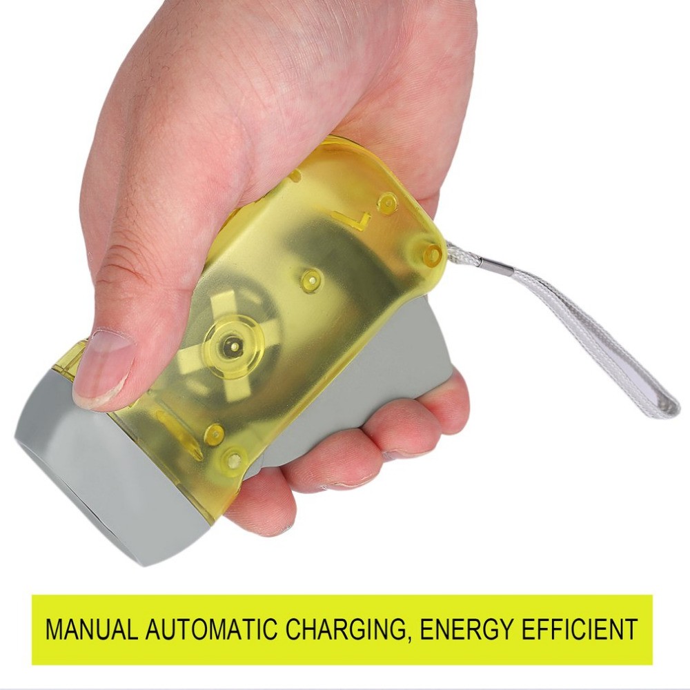 Hand Crank Flashlight 3 LED Dynamo Handpress Powerful Camping Emergency Torch