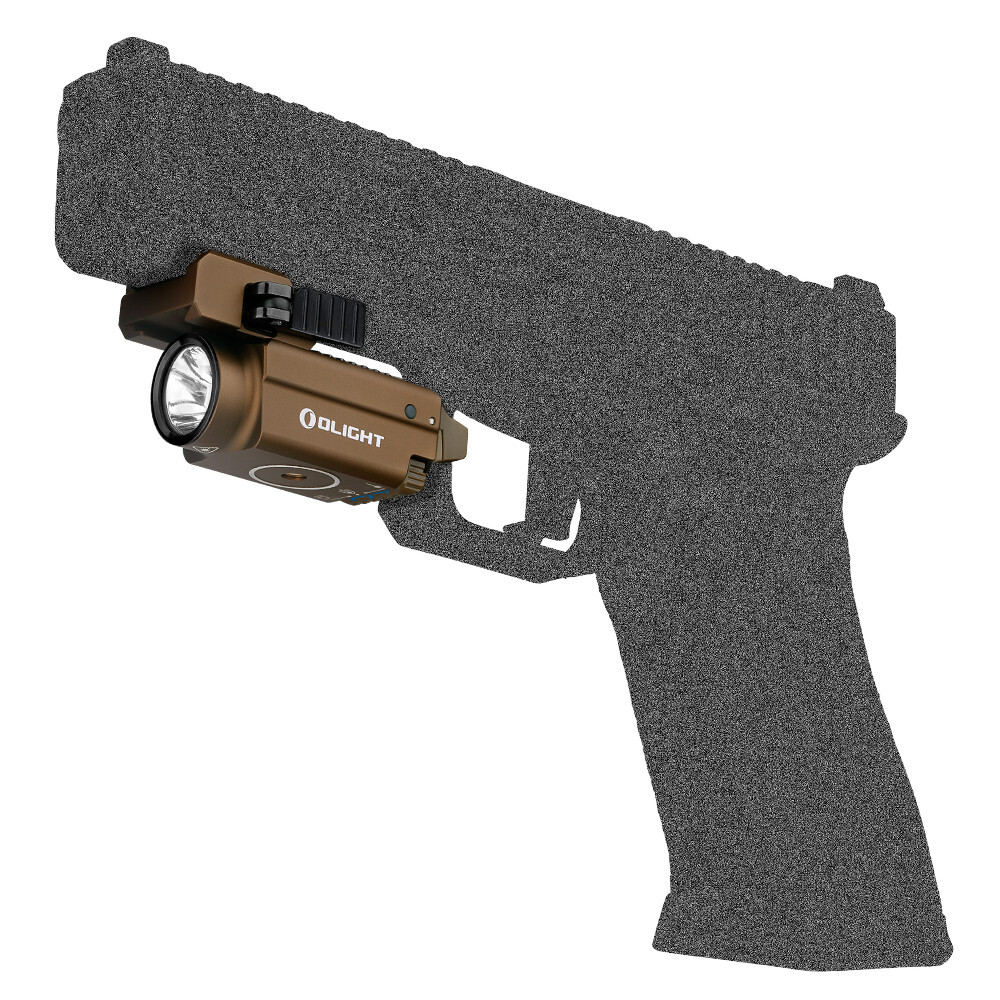 Olight Baldr S BL Desert Tan 800 Lumens Rail Mounted Weapon Light, w/Blue Laser