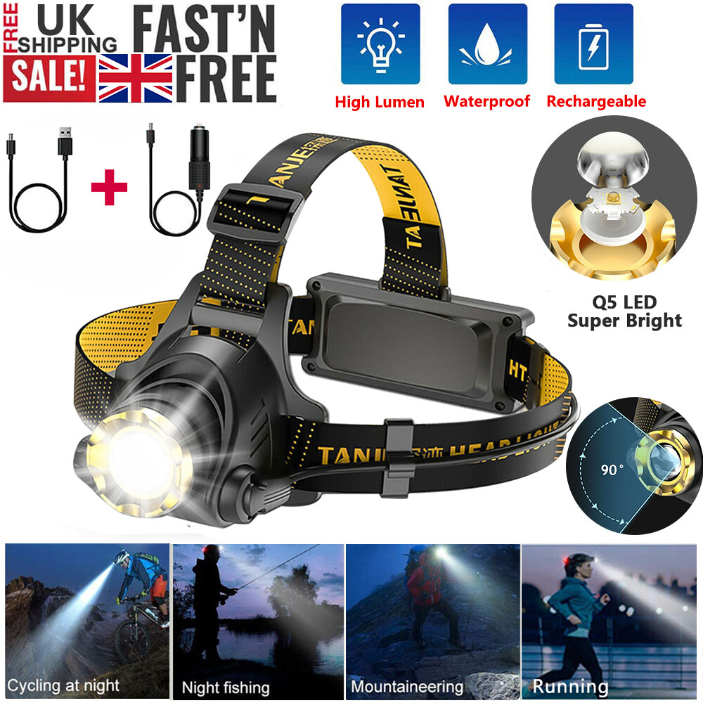Headlamp USB Rechargeable Built-in Battery Q5 Headlight Head Torch Flashlight