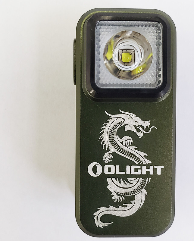 Olight Oclip Clip OD Green Dragon Edition Light w/White & Red Light, 300 L, 70 M
