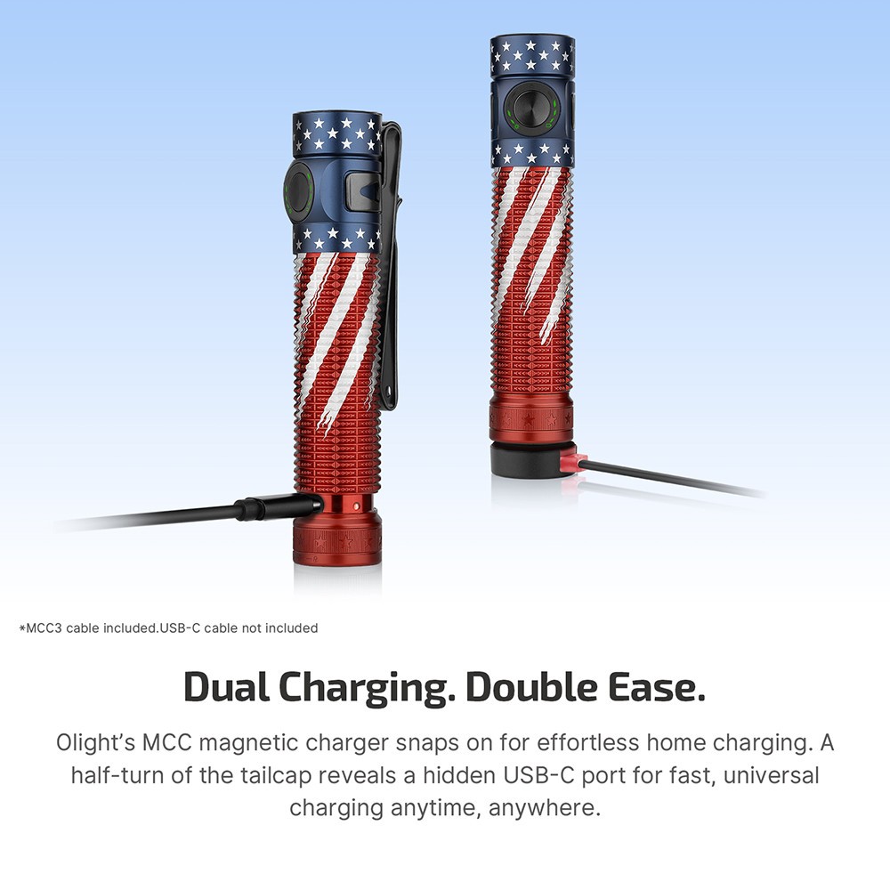 Olight Baton 4 Pro Stars & Stripes Edition CW EDC Flashlight, 1600-Lumen