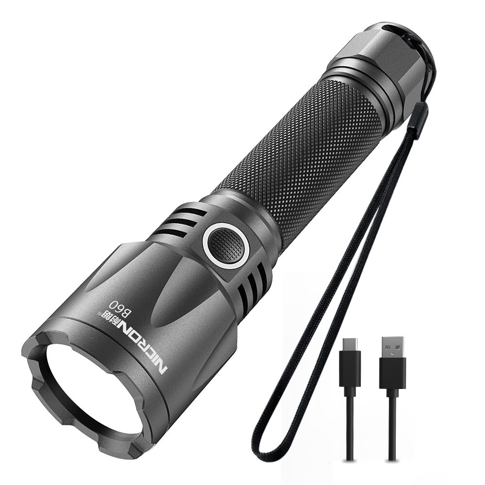 NICRON B60 Super Bright 1400lm 500m Beam Distance Rechargeable Flashlight