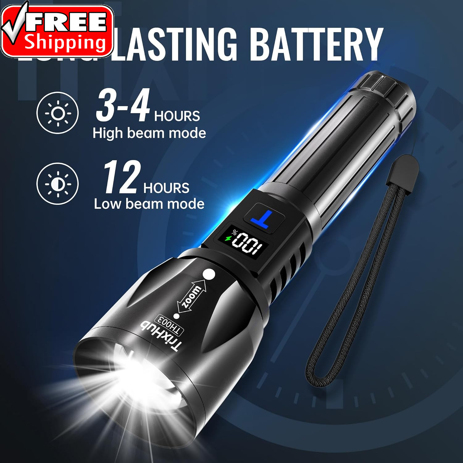 Rechargeable Flashlights 99000High Lumens 2Pack, 5Mode Flash Light with LCD Digi