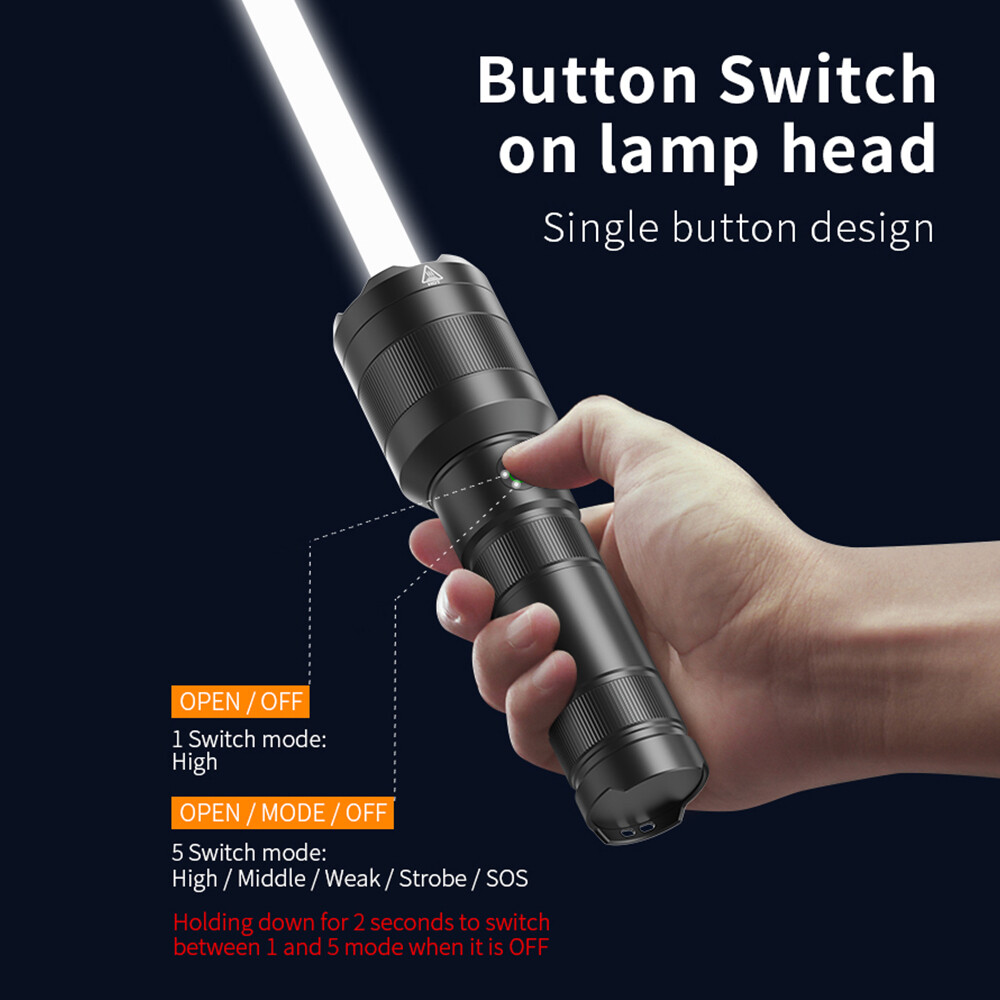 LEP White Laser Flashlight Strong Focus Tactical Weapon Light Torch TYPE-C 5mode
