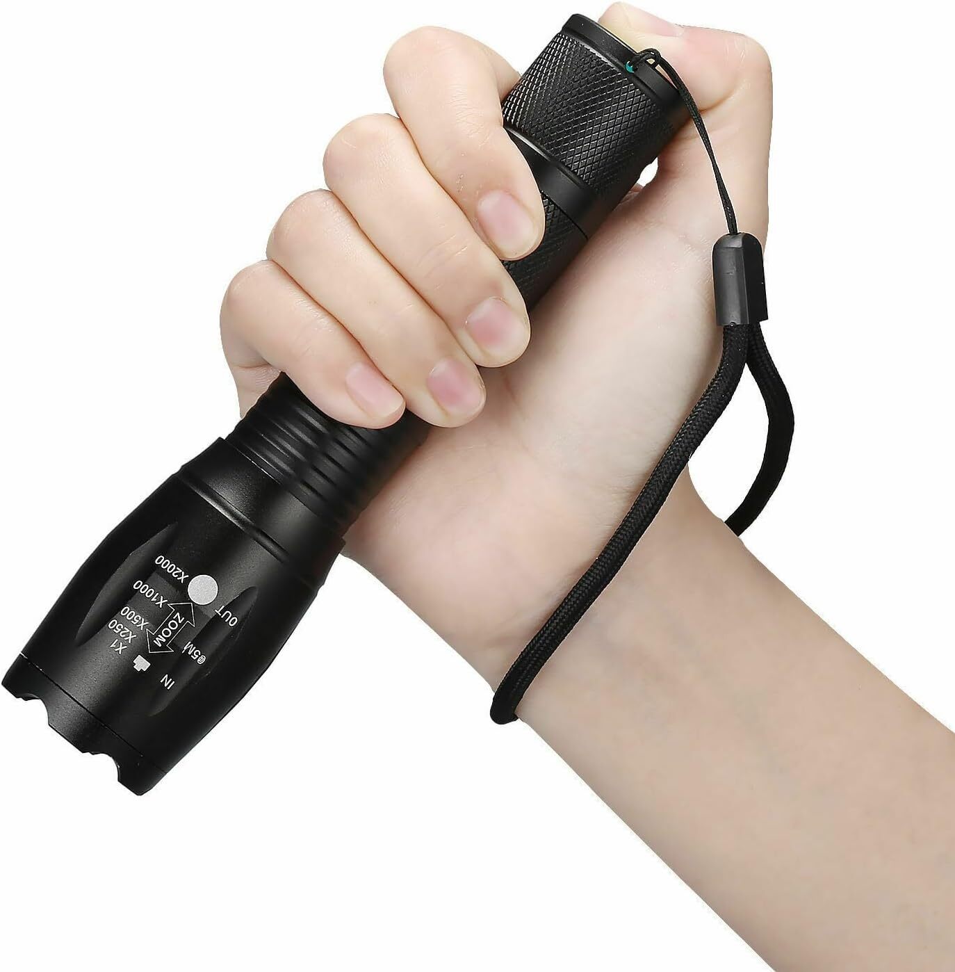 2 IN 1 White Light&Red Light LED Flashlight Zoomable Torch Built-in Battery