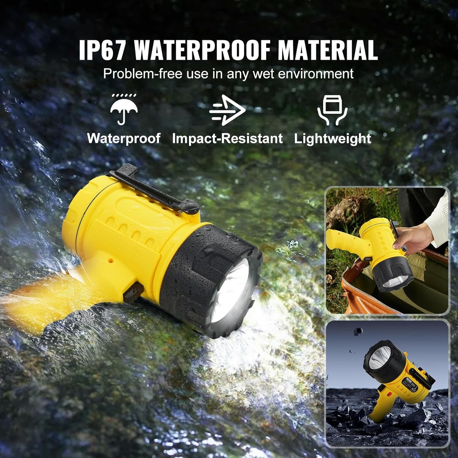 Rechargeable Spotlight Flashlight with 1000,000 High Lumen LED, Waterproof Handh