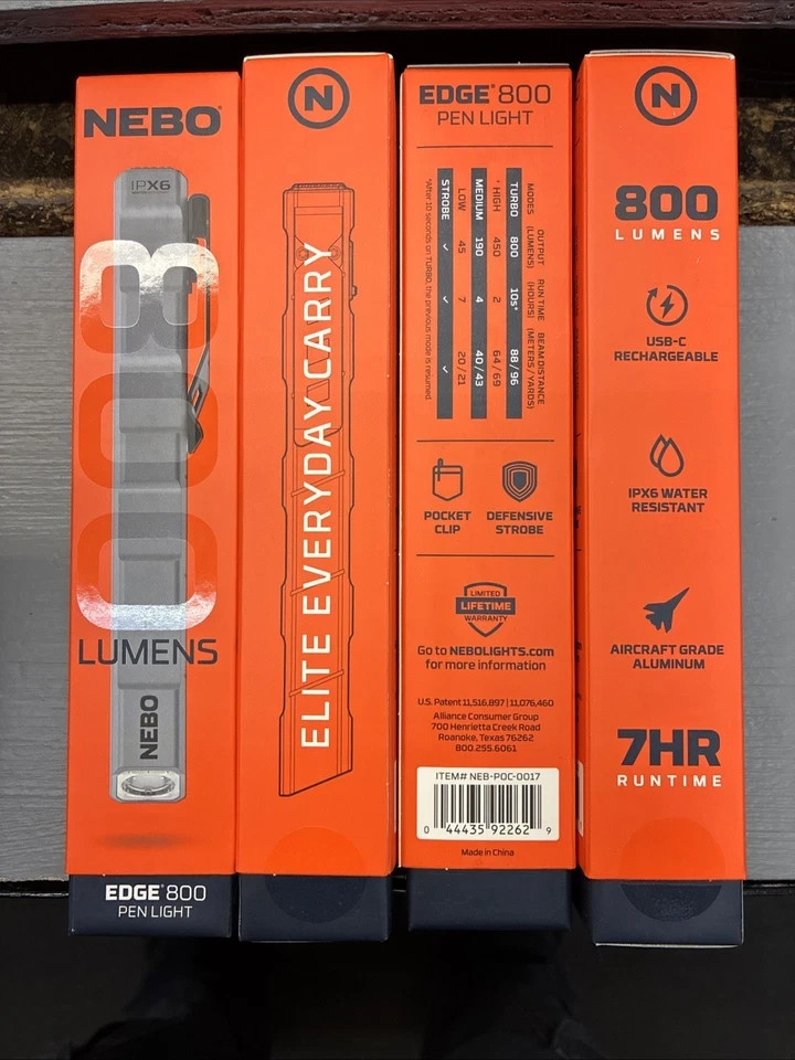 Nebo Edge 800 Lumens LED Flashlight. Rechargeable.