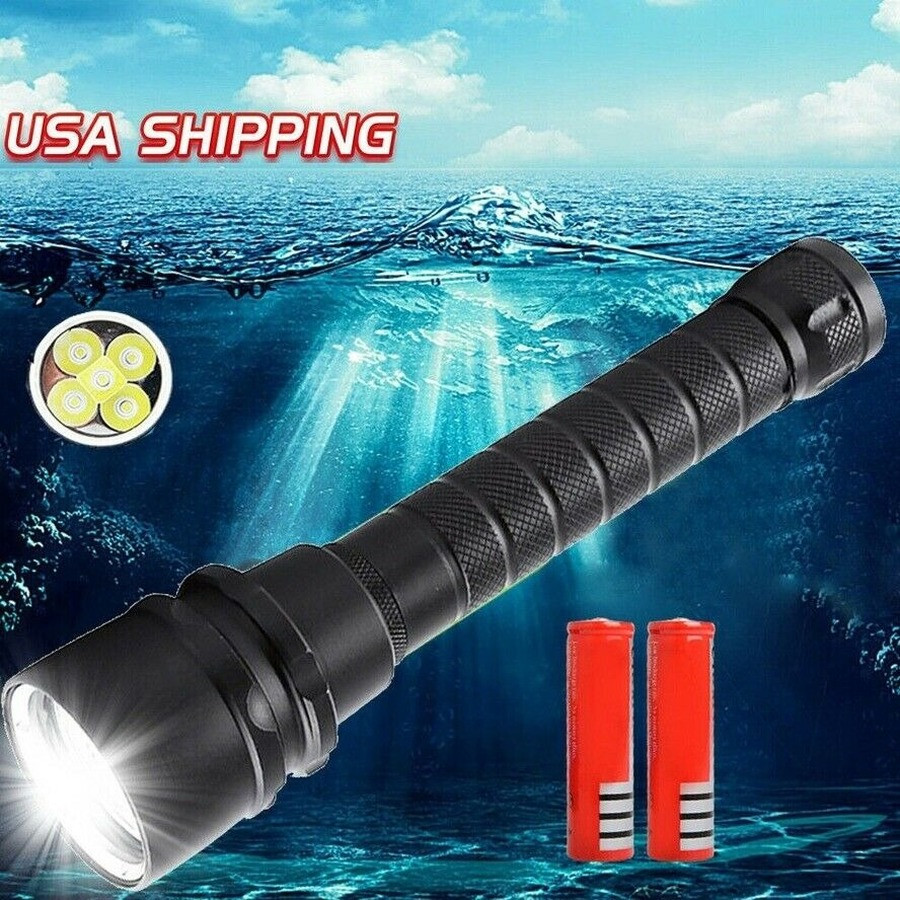 250000LM 5* LED Diving Flashlights Torch Underwater 200M Depth Lantern