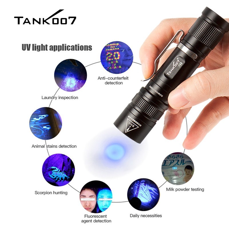 2-in-1 Dual Light LED Flashlight White & UV Black Light for Detection Camping