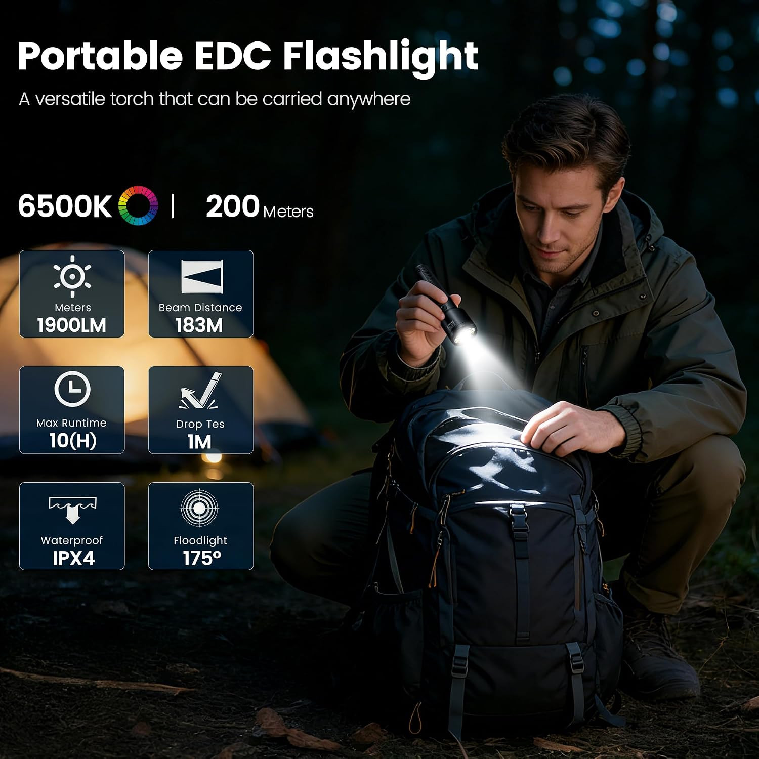 PHILIPS SFL2152 Rechargeable EDC Tactical Flashlight, 1900 High Lumens Aluminium