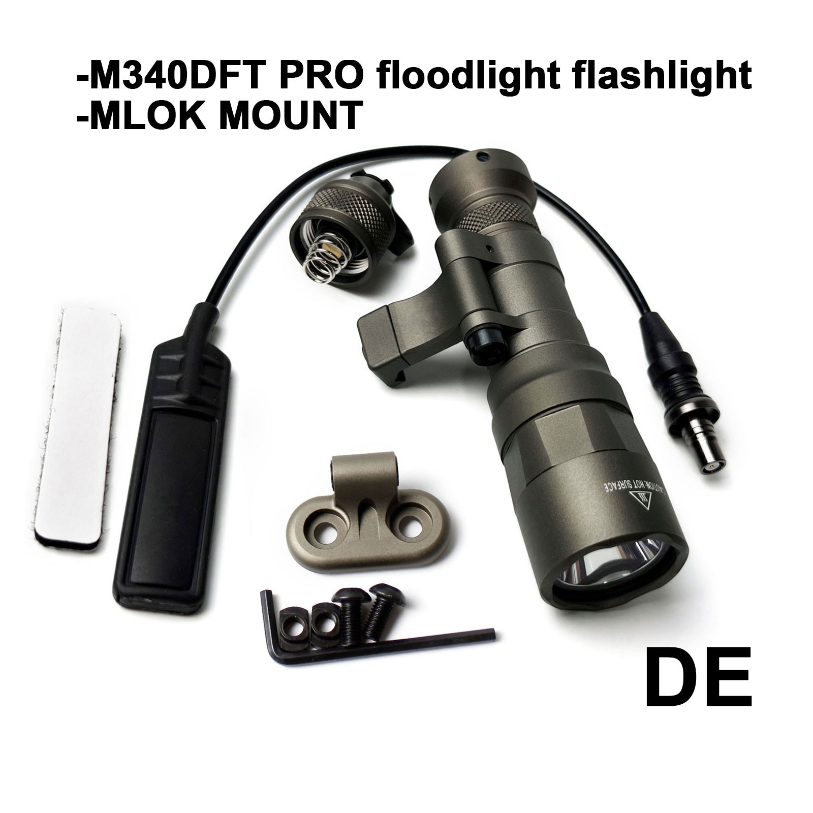 M340DFT Pro Flashlight LED WeaponLight With Switch / 20mm Rail Offset Mlok Mount