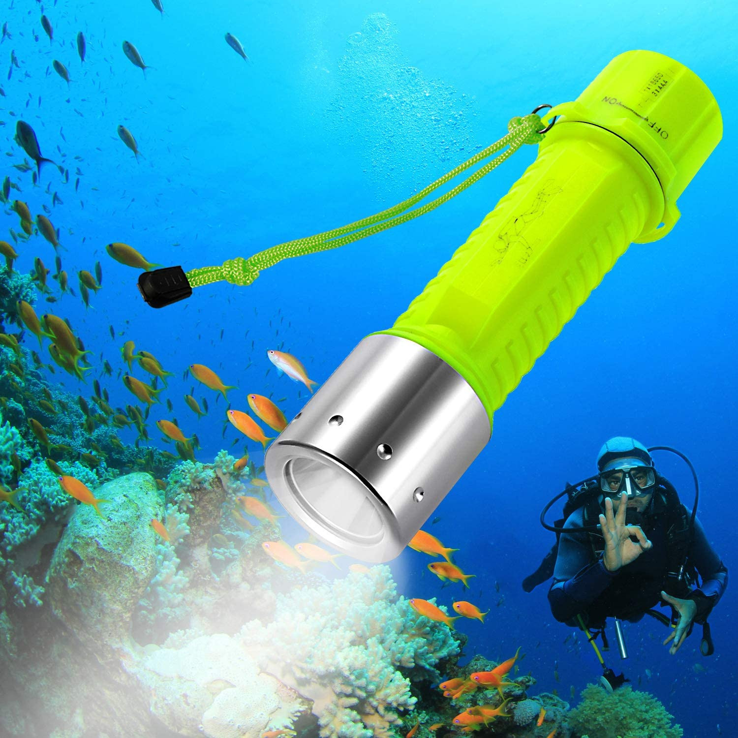 Professional 1100 Lumen Diving Flashlight Bright Submarine Light Scuba Safety Li