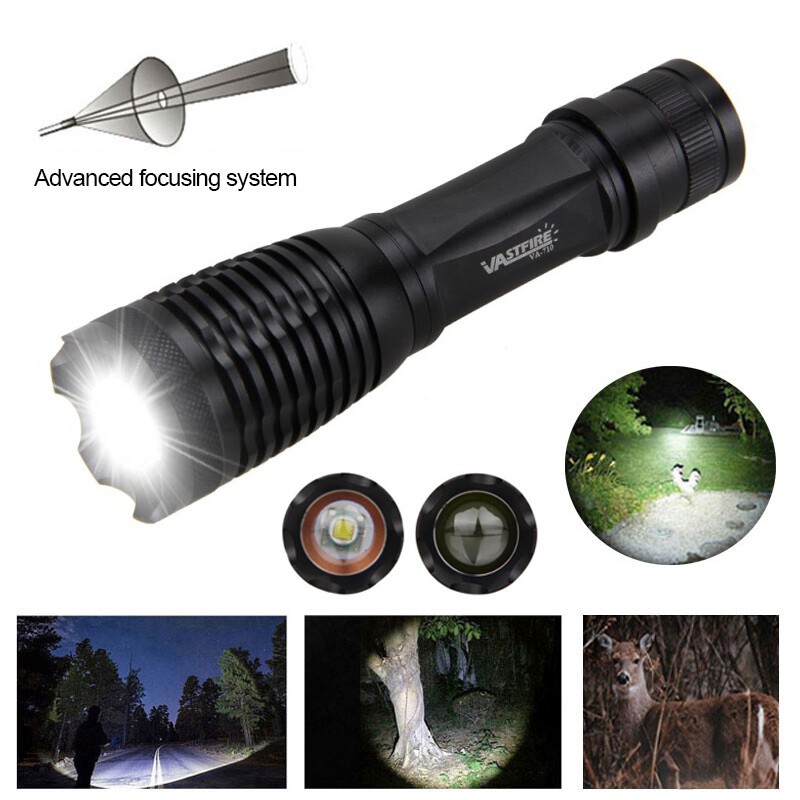 10000 Lumens LED Flashlight Predator Night White Light Rechargeable Torch+Switch