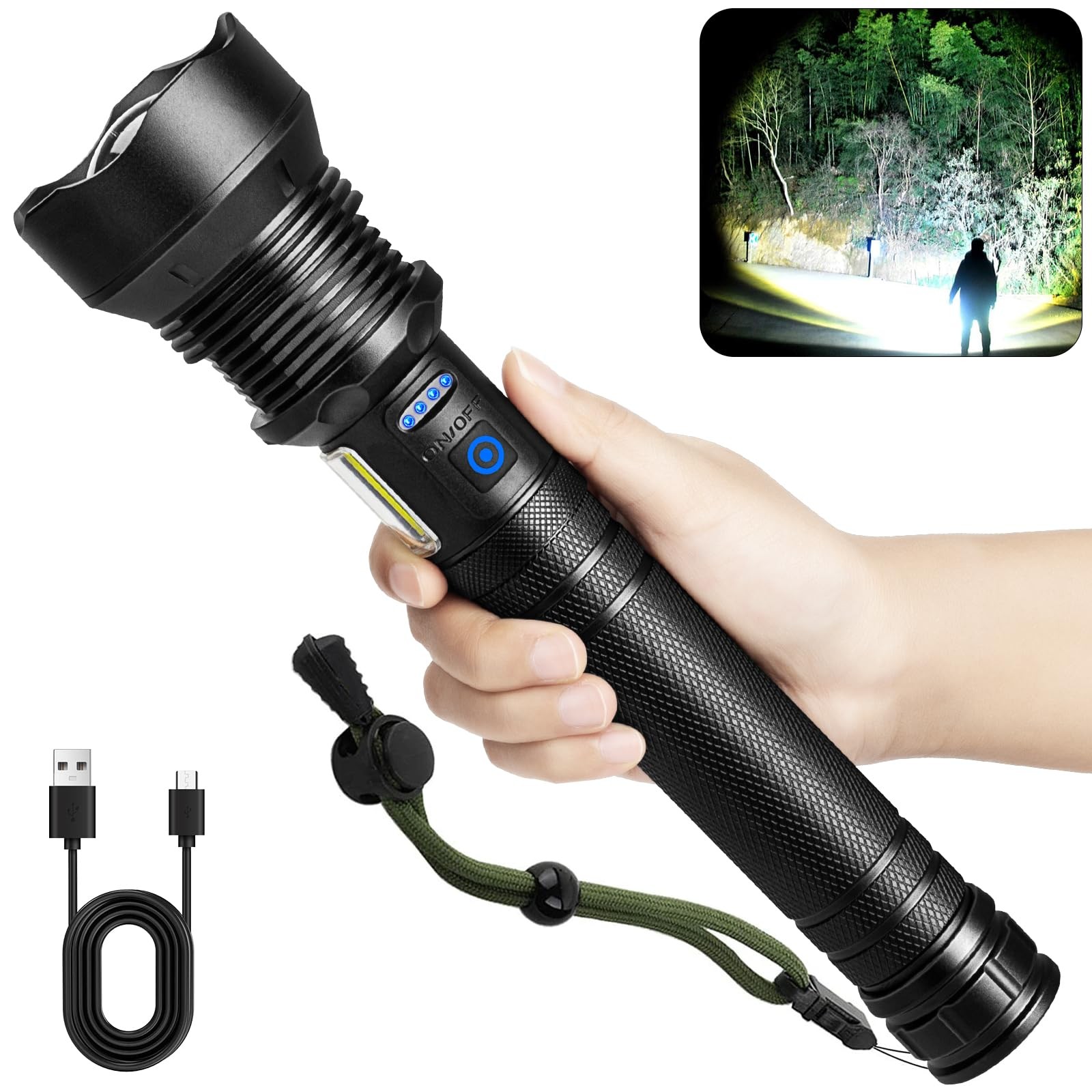 Cinlinso Rechargeable LED Flashlights High Lumens, 99,000 Lumens Super Bright…