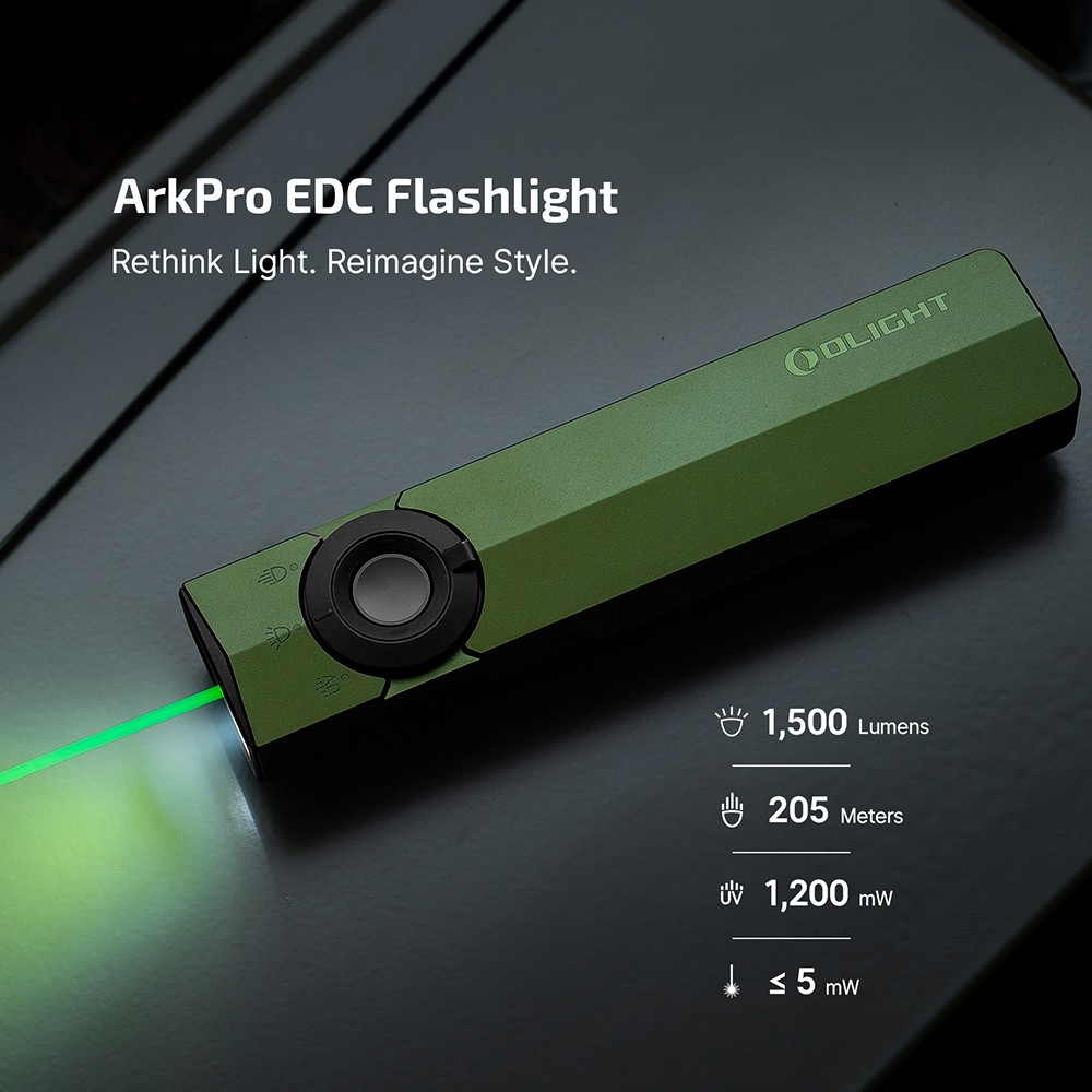 OLIGHT ArkPro 1,500 Lumens 4-in-1 EDC Flashlight, OD Green