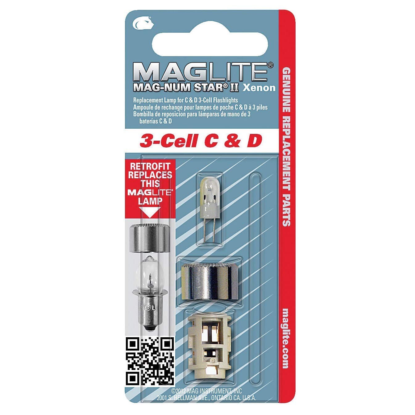 Mag-Num Star Xenon Lamp for 3 Cell Flashlight 1 Count (Pack of 1), Transparent