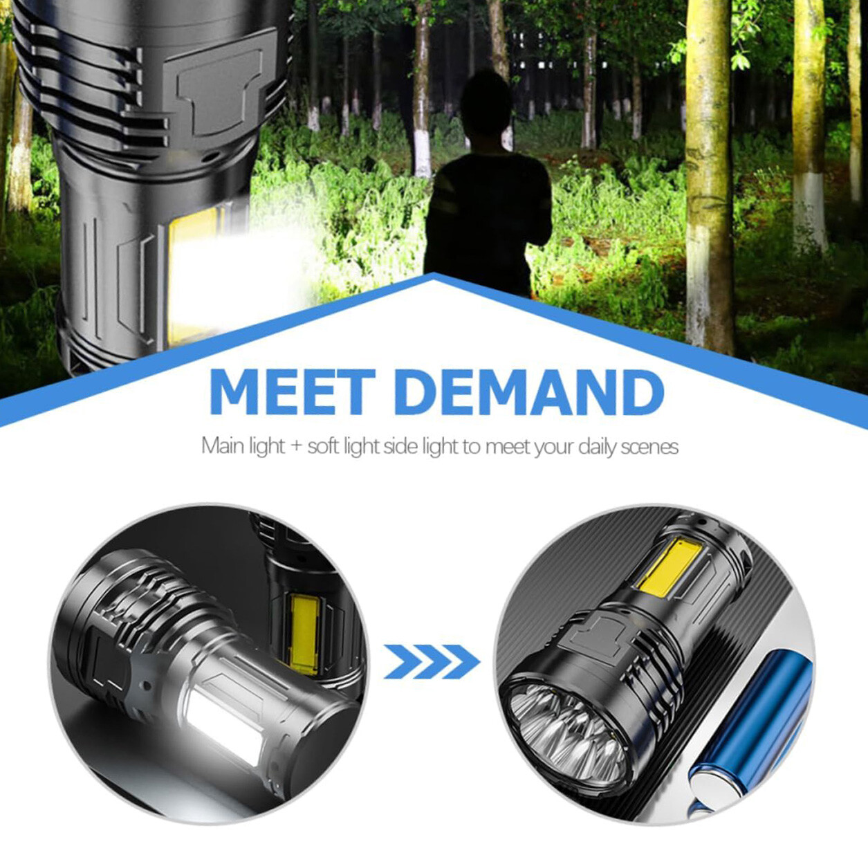 Super Bright 12000000LM 8 LED Flashlight USB Rechargeable Tactical lights Lot