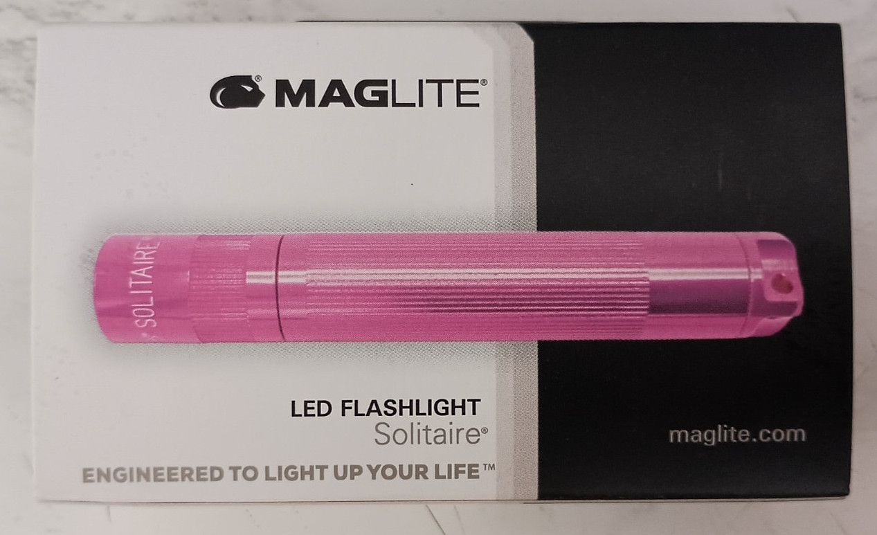 Maglite Flashlight LED 1-Cell Solitaire AAA Pink with Pres Box Gift Case