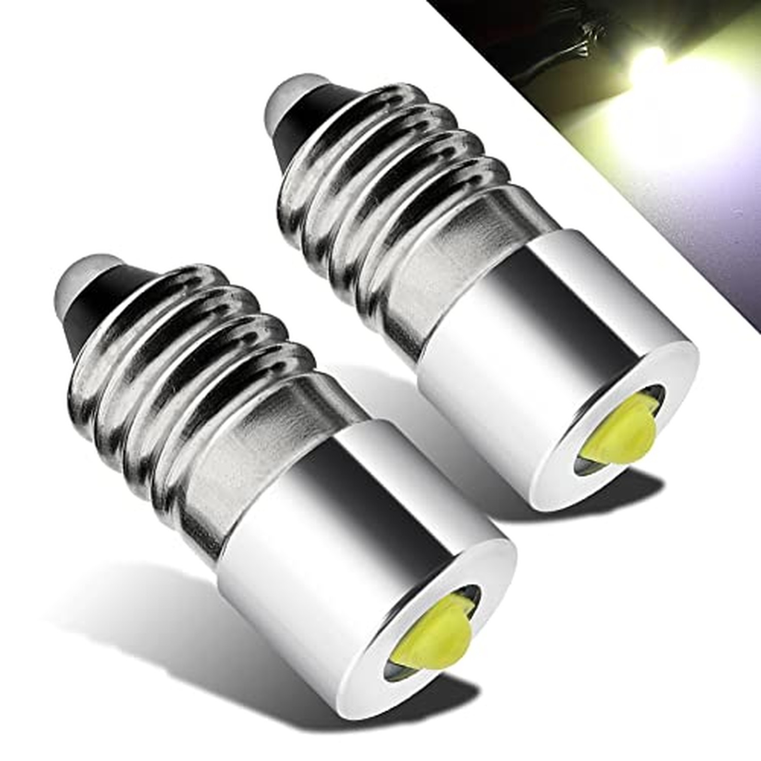 AC/DC 6-30V E10 Upgrade LED Flashlight Bulb, 3W 6V 9V 12V 18V 19.2V 24V LED C…