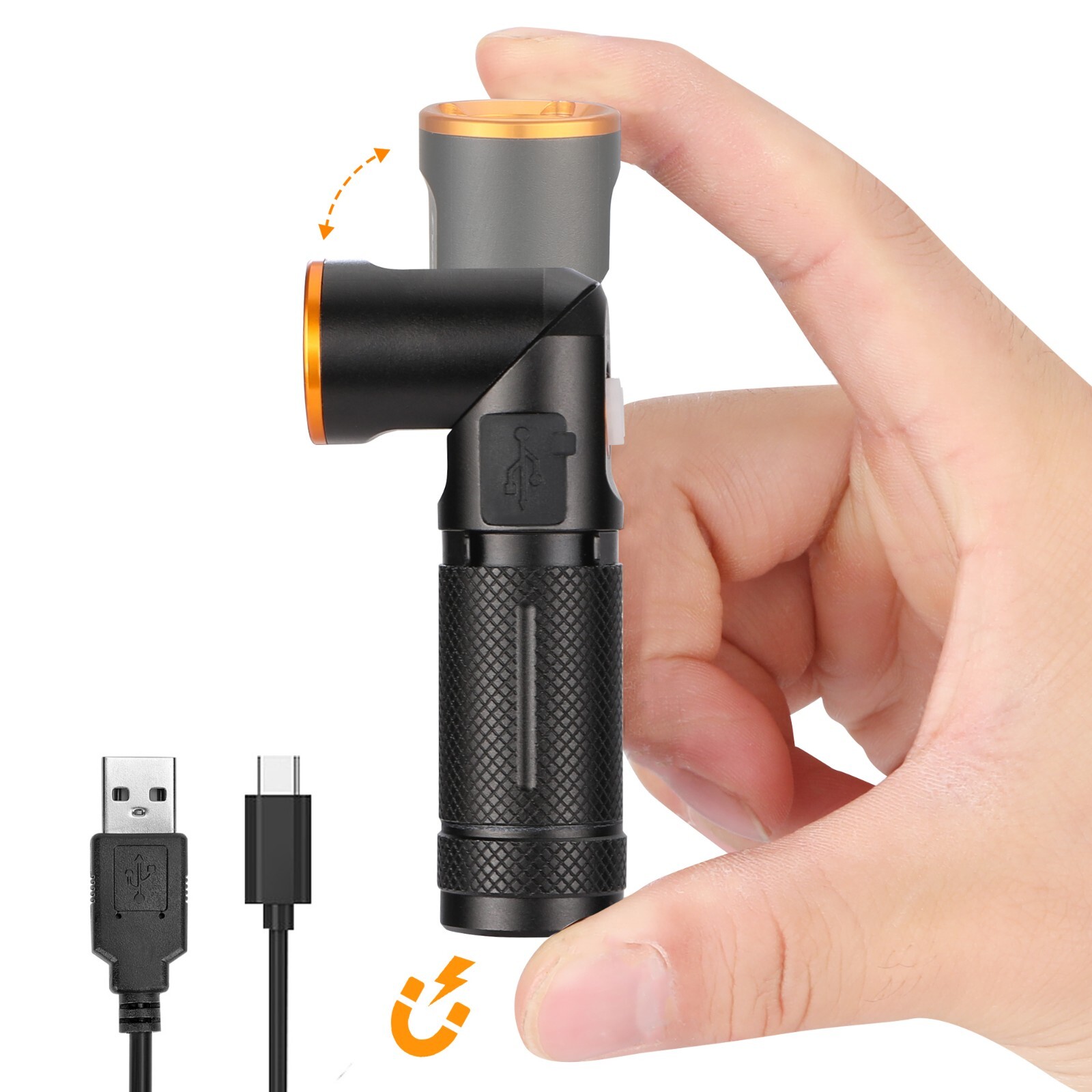 600 Lumens Tactical Flashlight, 90 Degree Pocket Pen Light with Magnet w/3 Modes