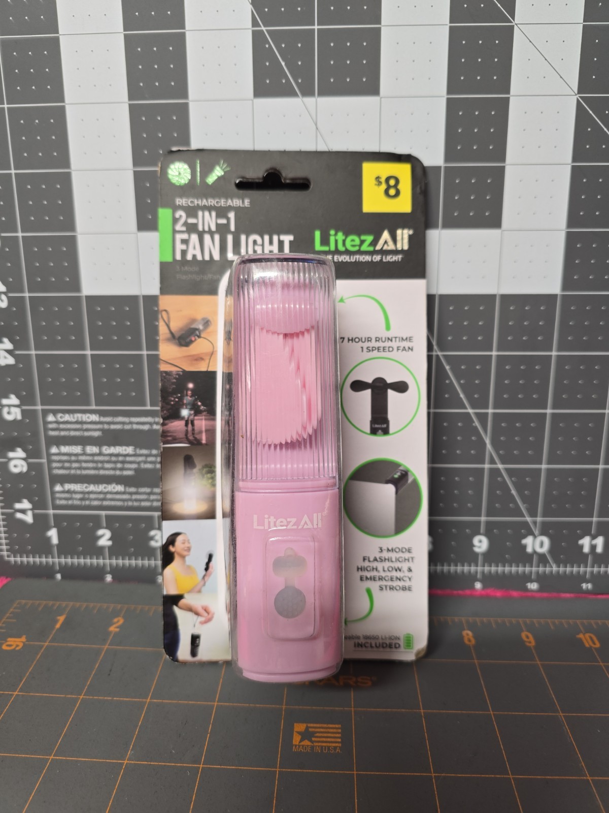 Litez All 2-in-1 Fan Light With Lanyard Rechargeable Battery Included NIPS Pink
