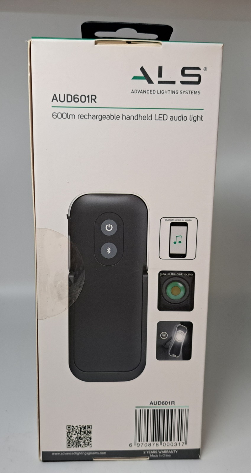 ALS 600lm LED Rechargeable Light & Bluetooth Audio Speaker AUD601R Magnetic 6.5″