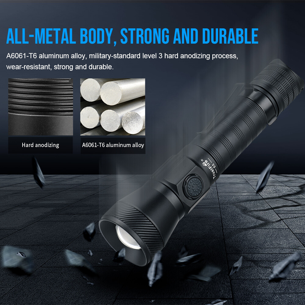 Trustfire E5 1350LM Zoomable Rechargeable Torch 450M Tactical LED Flashlight US