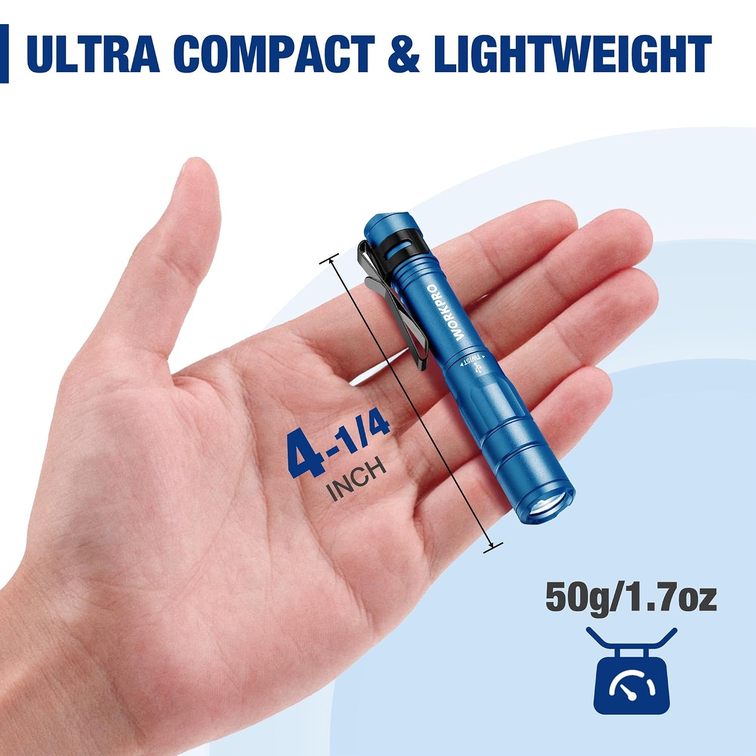 WORKPRO Rechargeable Pen Light, Mini Flashlight, 2 Pack Ultra-Compact EDC Flashl