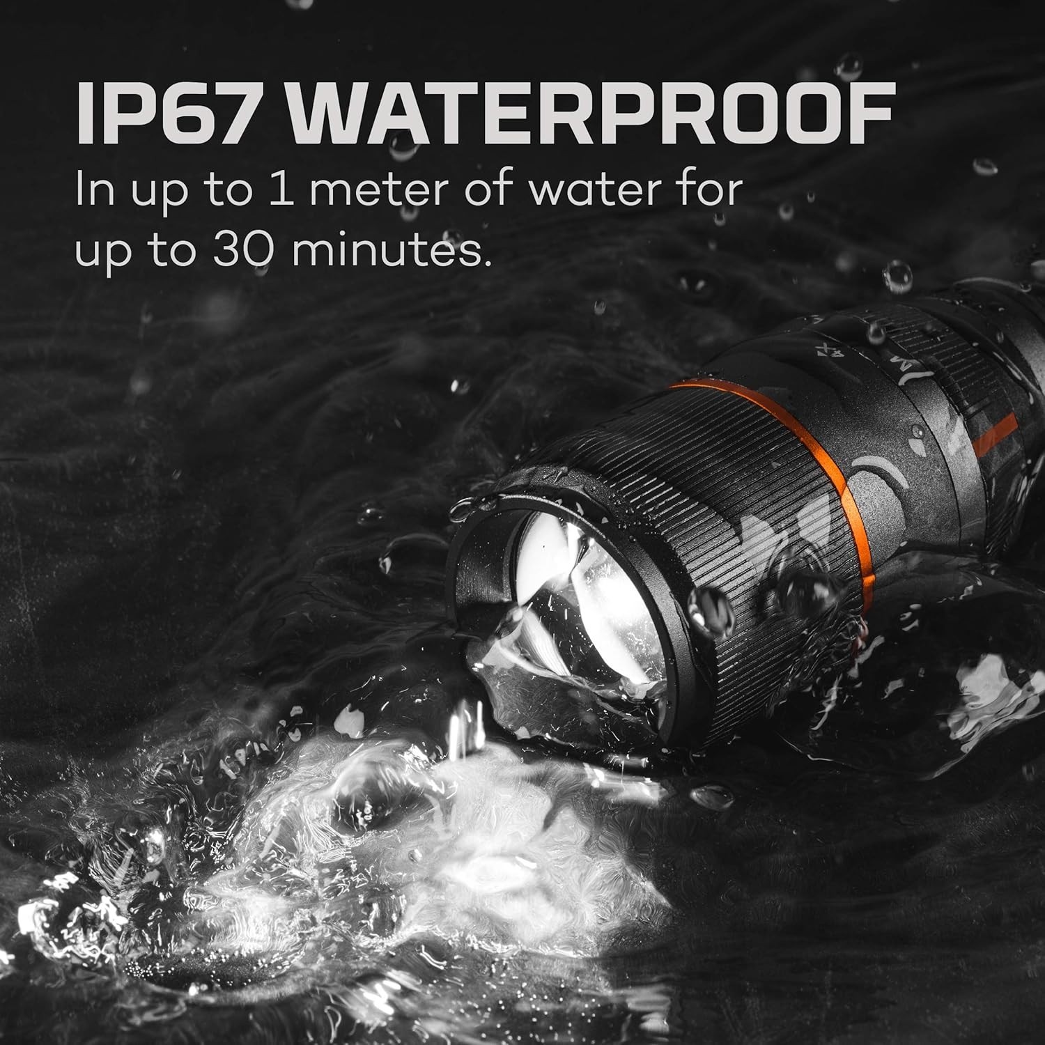 Waterproof LED Flashlight with 4 Light Modes and USB Rechargeable Power Bank