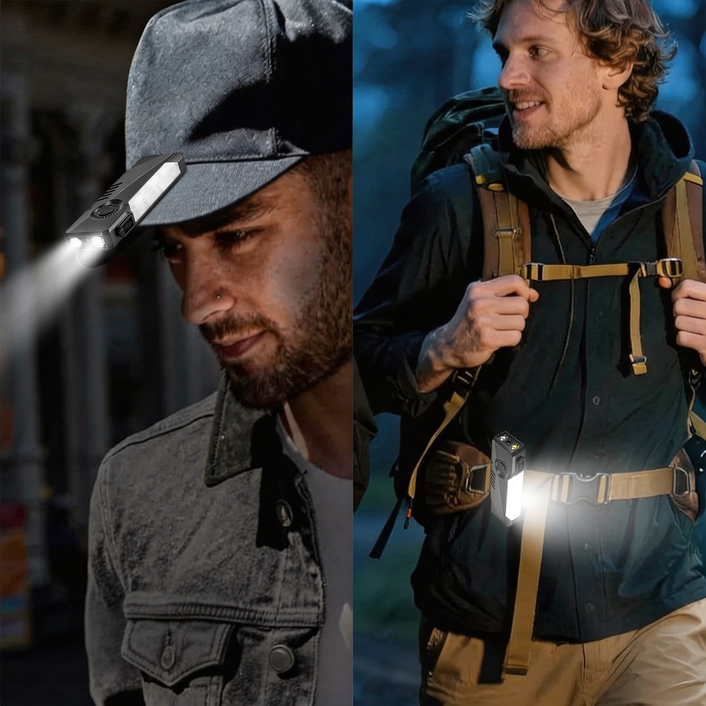 Magnetic 600Lumens Rechargeable LED Work Light Flat Pocket Flashlight w/UV Light