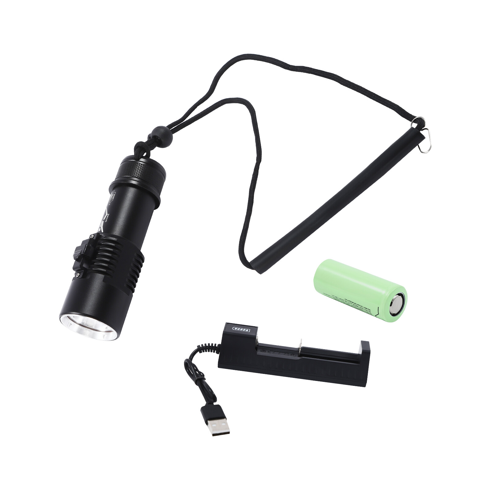 22.2W P70 Dive Light LED 400Lm Waterproof 100m Rechargeable Scuba Flashlight