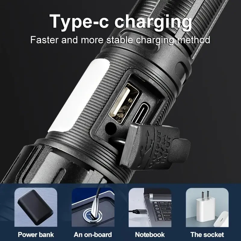 Led Flashlight Tactical Rechargeable Super Bright Torch 9000 Lumens 7modes
