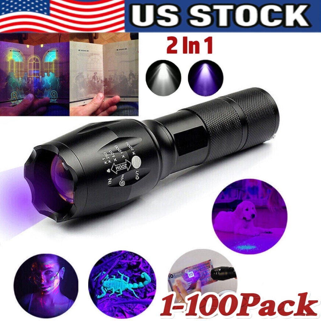 UV Flashlight Black Light Super Bright 120000lm Torch Ultra Violet Lamp LED