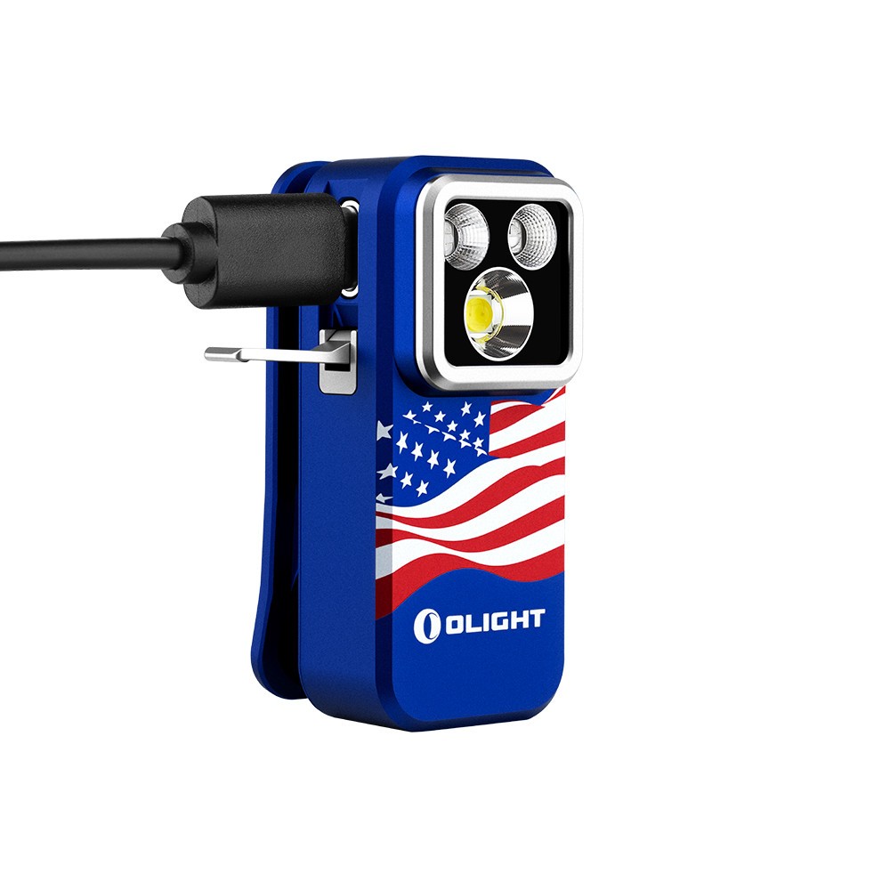 Olight Oclip Pro S EDC Clip Flashlights: Black, Orange, and Stars & Stripes Edit