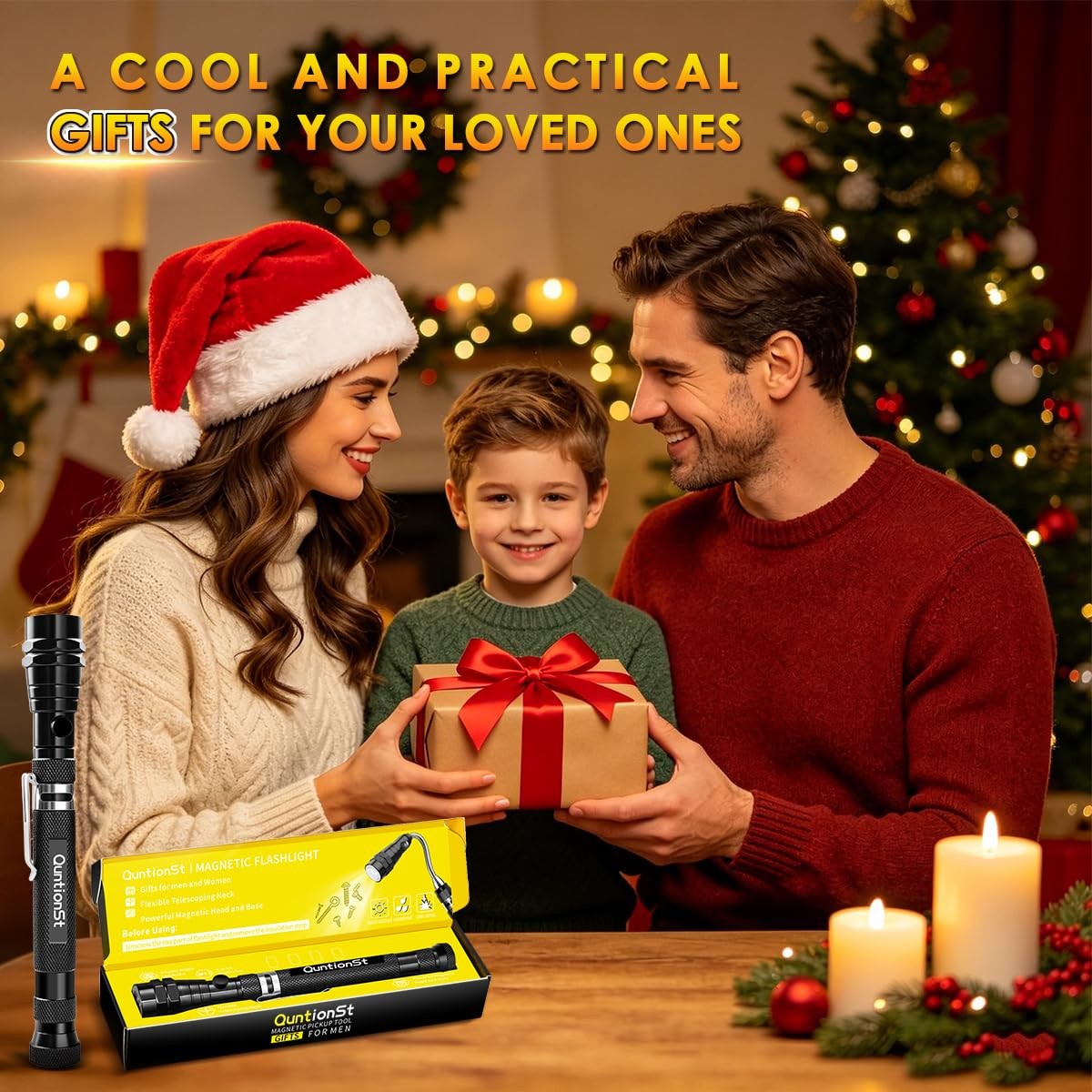 Gifts for Men, Magnetic Pickup Tool with LED Flashlight -Telescoping Magnetic…