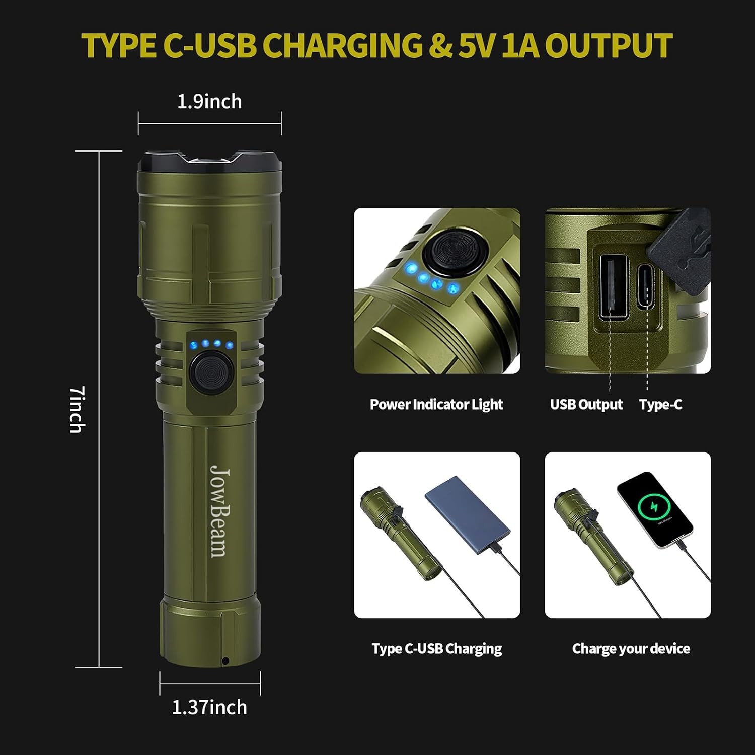 Tactical 1500000LM LED Flashlight Rechargeable Zoom Fire Starter Waterproof