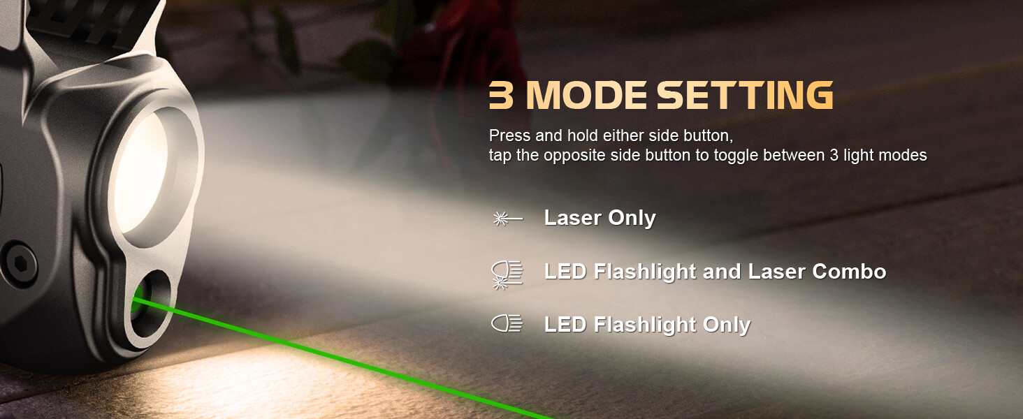150-Lumen Pistol Light Laser & Holster Fit for Glock 43/G43X (No Rail Version)
